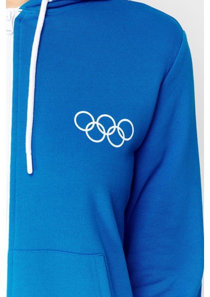 Kadın Moda Şık Regular Kapüşonlu Düşük Kol Regular Örme Sweatshirt
