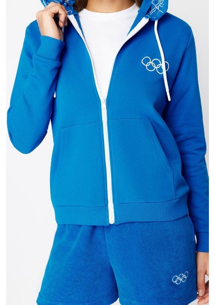 Kadın Moda Şık Regular Kapüşonlu Düşük Kol Regular Örme Sweatshirt
