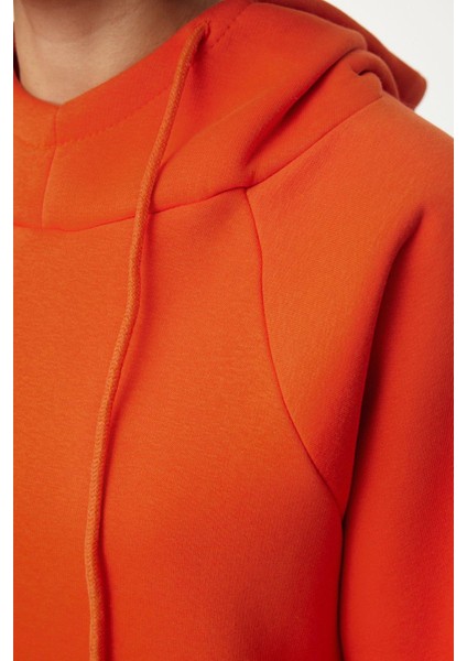 Kadın Moda Şık Bol Kapüşonlu Düşük Kol Uzun Şardonlu Örme Sweatshirt
