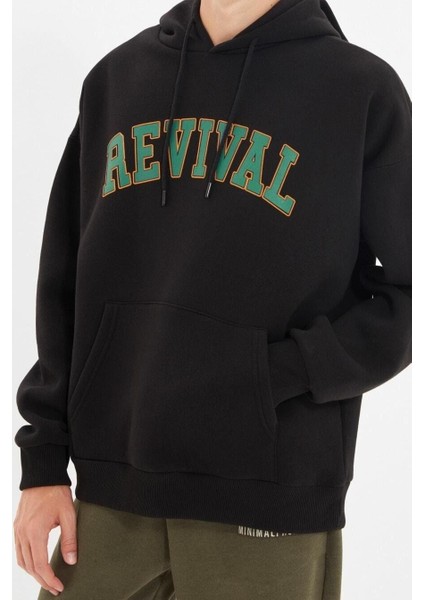 Unisex Moda Şık Oversize Kapüşonlu Standart Kol Regular Geniş Kesim Içi Polar Sıcak Tutan Sweatshirt