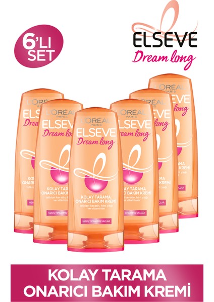 L'Oréal Paris 6'Lı L'oréal Paris Elseve Dream Long Kolay Tarama Saç Bakım Kremi 390 Ml Seti