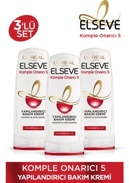 L'Oréal Paris 3'Lü L'oréal Paris Elseve Komple Onarıcı 5 Yapılandırıcı Bakım Kremi 390 Ml Seti