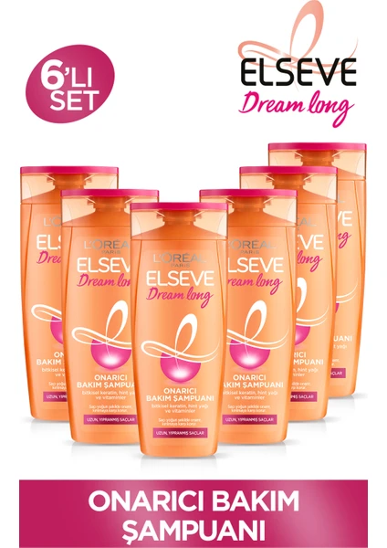 L'Oréal Paris 6'Lı L'oréal Paris Elseve Dream Long Onarıcı Bakım Şampuanı 390 Ml Seti