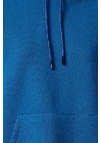 Kadın Moda Bol Kapüşonlu Düşük Kol Uzun Kalın Içi Polarlı Kanguru Cepli Geniş Kalıp Örme Sweatshirt