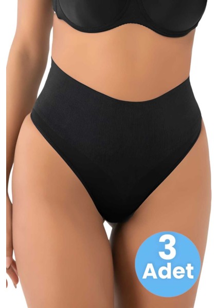 Kadın Dikişsiz Alt Karın Toparlayıcı String Külot Korse 3'lü Set
