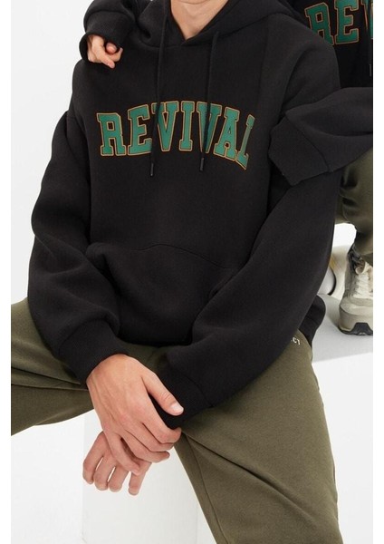 Unisex Moda Şık Oversize Kapüşonlu Standart Kol Regular Geniş Kesim Içi Polar Sıcak Tutan Sweatshirt fiyatları