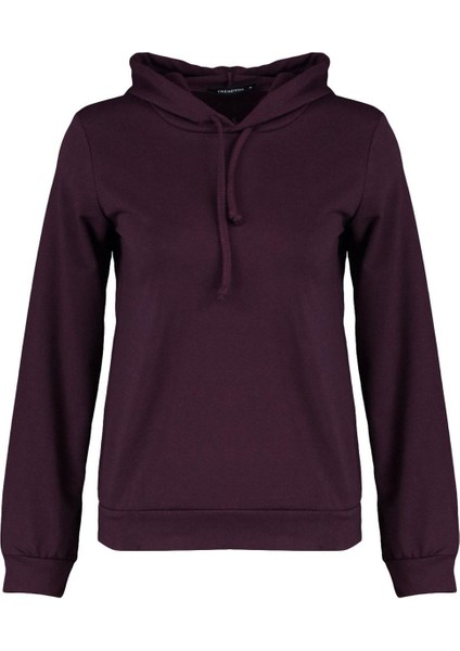 Kadın Moda Şık Regular Kapüşonlu Standart Kol Regular Basic Ince Örme Sweatshirt