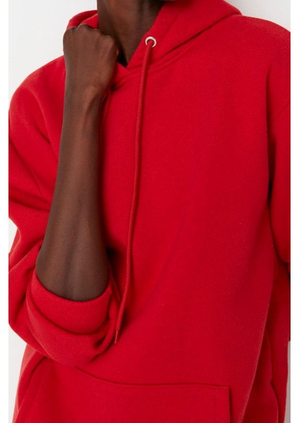 Kadın Moda Bol Kapüşonlu Düşük Kol Uzun Kalın Içi Polarlı Kanguru Cepli Boyfriend Örme Sweatshirt modelleri