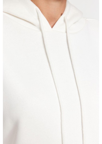 Kadın Moda Şık Oversize Kapüşonlu Düşük Kol Uzun Kalın Içi Polarlı Geniş Kalıp Basic Örme Sweatshirt indirimleri