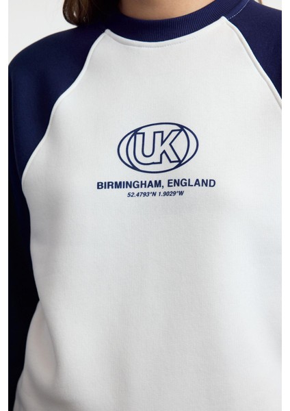 Kadın Moda Şık Relaxed Bisiklet Yaka Reglan Kol Uzun Rahat Kalıp Reglan Kollu Kalın Örme Sweatshirt fırsatları