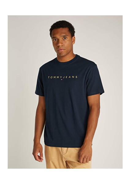 Tommy Hilfiger Tjm Reg Gold Linear Logo Tee Erkek T-Shirt