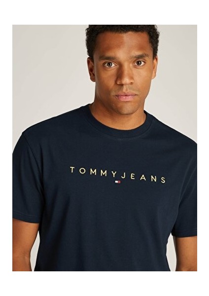 Tommy Hilfiger Tjm Reg Gold Linear Logo Tee Erkek T-Shirt