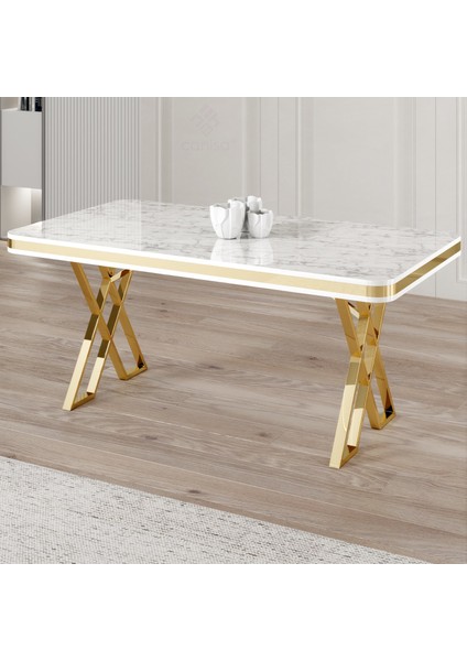 Rigel Serisi 80x130 Lak Panel Sabit Masa Gold Ayaklı