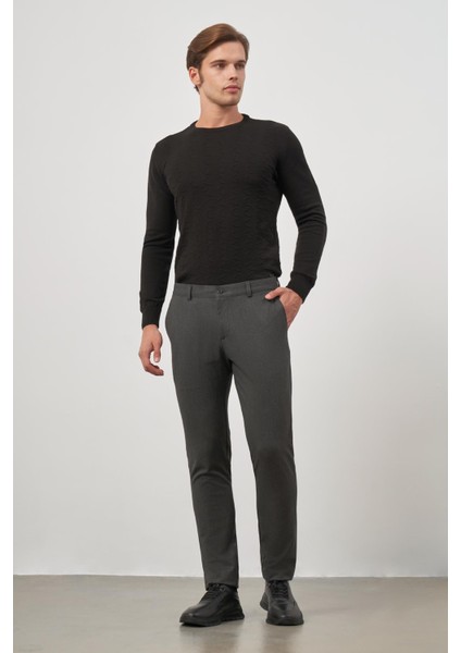 Lacivert Düz Gabardin Slim Fit Casual Pantolon 1003245105