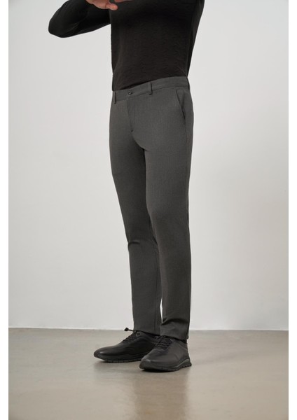 Lacivert Düz Gabardin Slim Fit Casual Pantolon 1003245105
