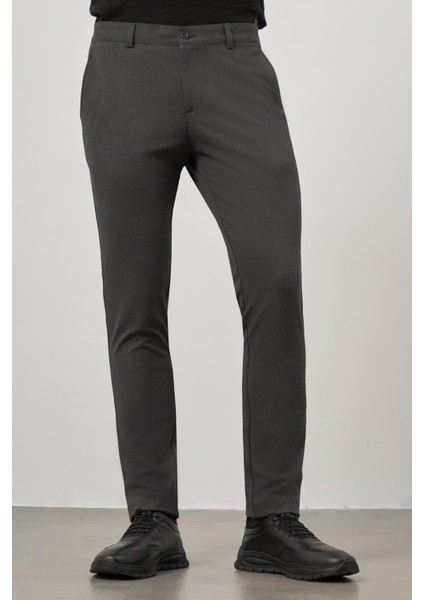 Lacivert Düz Gabardin Slim Fit Casual Pantolon 1003245105
