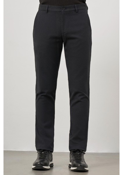 Koyu Lacivert Esnek Yandan Cepli Casual Slim Fit Chino Pantolon 1003245108