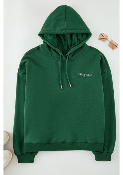 Büyük Beden Tarz Oversize Kapüşonlu Standart Kol Regular Basic Sweatshirt