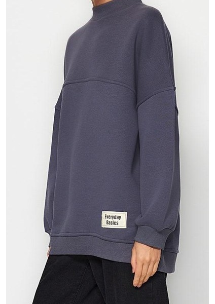 Tesettür Tarz Oversize Bisiklet Yaka Standart Kol Regular Örme Içi Polarlı Tüylü Sweatshirt modelleri