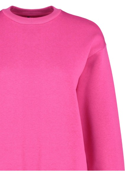 Regular Bisiklet Yaka Düşük Kol Regular Kalın Içi Polarlı Normal Kalıp Basic Örme Sweatshirt