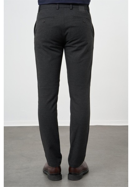 Koyu Antrasit Düz Gabardin Slim Fit Casual Pantolon 1003245108