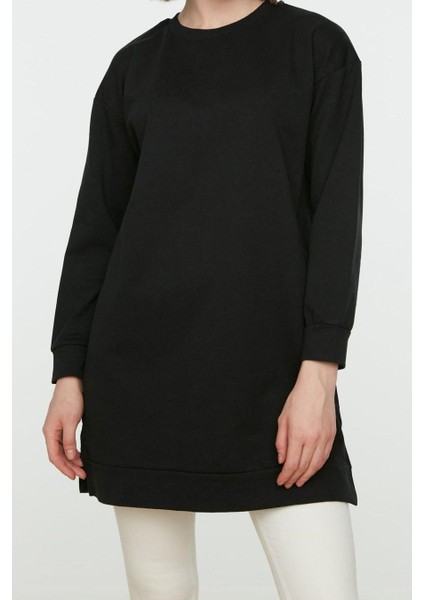 Tesettür Tarz Regular Bisiklet Yaka Düşük Kol Uzun 2li Paket Basic Örme Sweatshirt