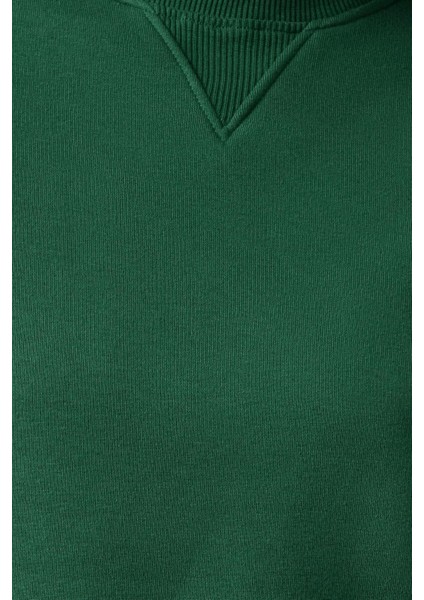 Bisiklet Yaka Düşük Kol Crop Kalın Polarlı Geniş Kalıp Crop Basic Örme Sweatshirt modelleri
