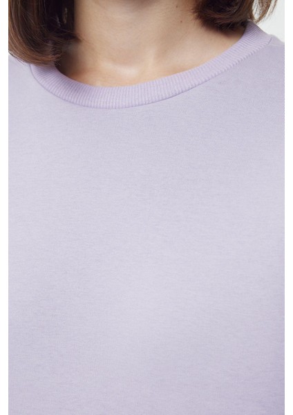 Regular Bisiklet Yaka Düşük Kol Regular Kalın Içi Polarlı Normal Kalıp Basic Örme Sweatshirt fiyatları