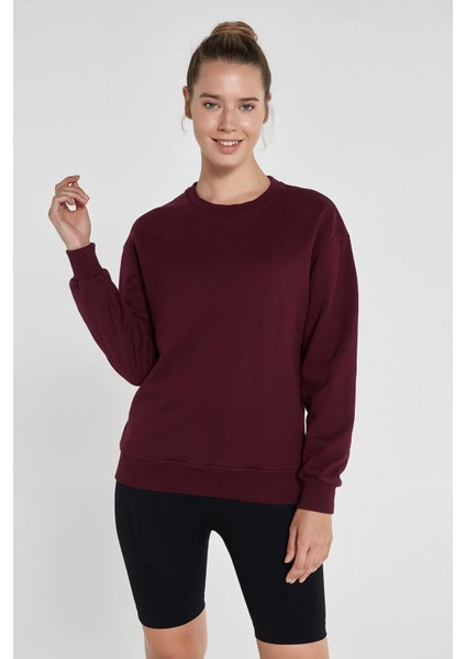 Lydney Kadın Sıfır Yaka Sweatshirt Bordo