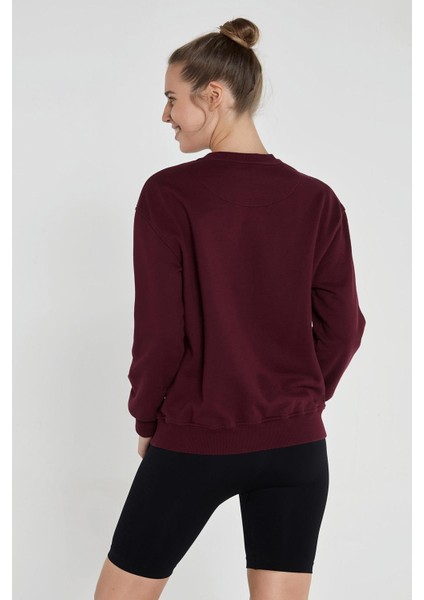 Lydney Kadın Sıfır Yaka Sweatshirt Bordo