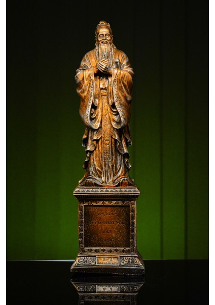 Eşya Özel Tasarım Çinli Filozof Konfüçyüs Confucius Gold Altın Bronz Heykel Biblo
