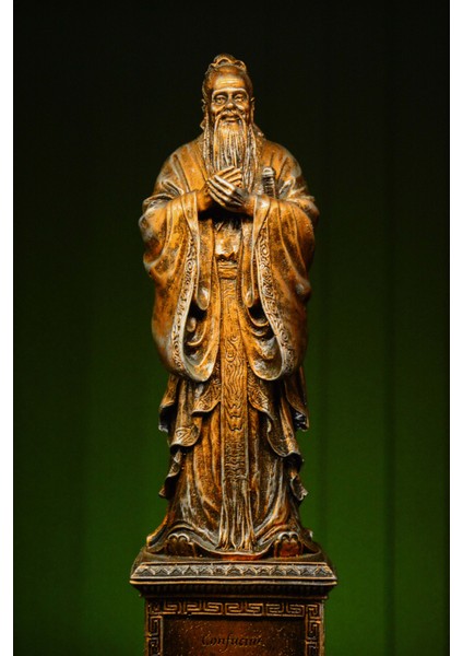 Eşya Özel Tasarım Çinli Filozof Konfüçyüs Confucius Gold Altın Bronz Heykel Biblo
