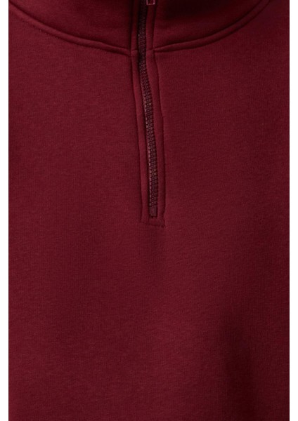 Fitted Fermuarlı Yaka Düşük Kol Crop Rahat Kesim Crop Fermuarlı Kalın Polarlı Örme Sweatshirt modelleri