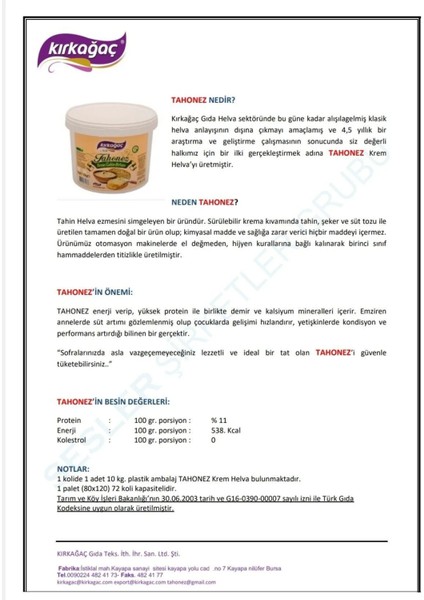 Tahonez Krem Helva 350 gr