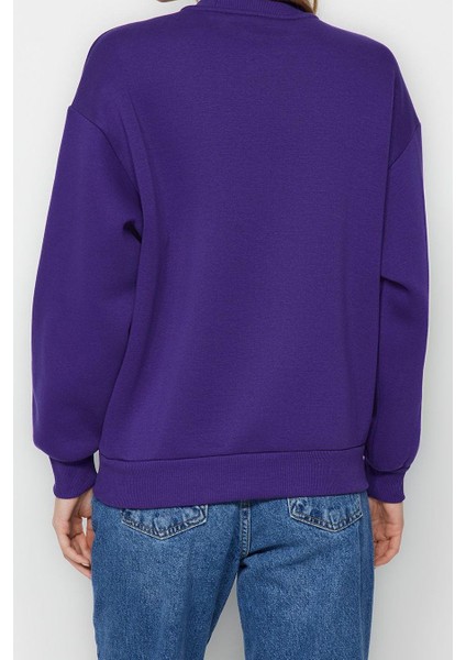 Regular Bisiklet Yaka Düşük Kol Regular Kalın Içi Polarlı Normal Kalıp Basic Örme Sweatshirt indirimleri