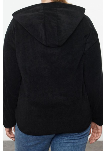 Büyük Beden Tarz Oversize Kapüşonlu Düşük Kol Regular Düşük Kol Örme Sweatshirt indirimleri