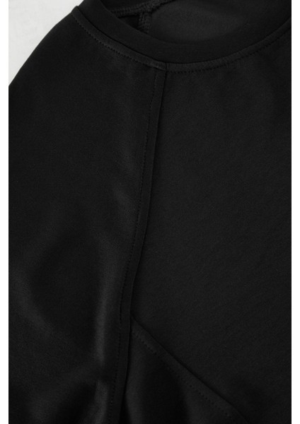 Büyük Beden Tarz Regular Bisiklet Yaka Reglan Kol Regular Dikiş Detaylı Pamuklu Fit Sweatshirt