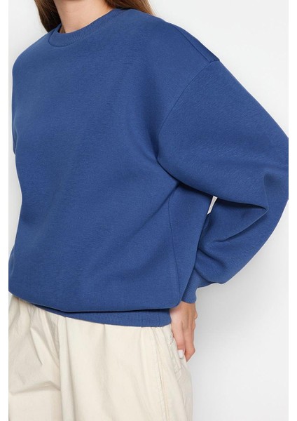 Regular Bisiklet Yaka Düşük Kol Regular Kalın Içi Polarlı Normal Kalıp Basic Örme Sweatshirt fiyatları