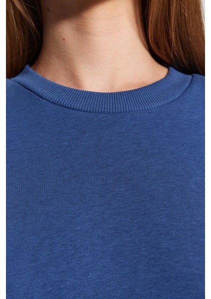 Regular Bisiklet Yaka Düşük Kol Regular Kalın Içi Polarlı Normal Kalıp Basic Örme Sweatshirt fırsatları
