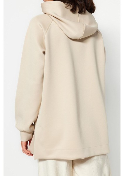 Tesettür Tarz Regular Kapüşonlu Standart Kol Regular Dalgıç Scuba Örme Sweatshirt