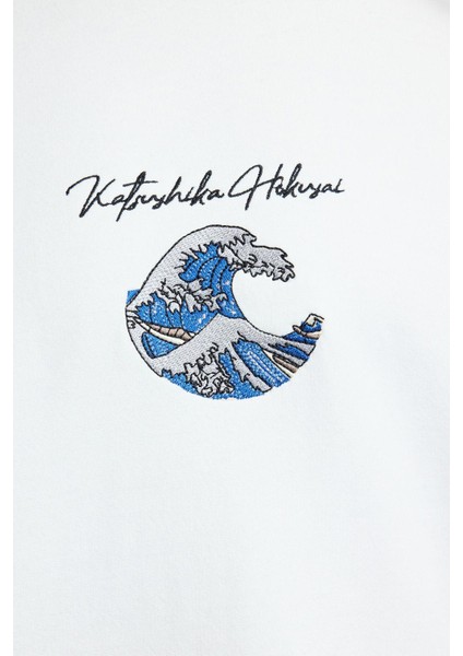 Tarz Bol Kapüşonlu Standart Kol Regular Hokusai Lisans Unıex Normal Kesim Sweatshirt