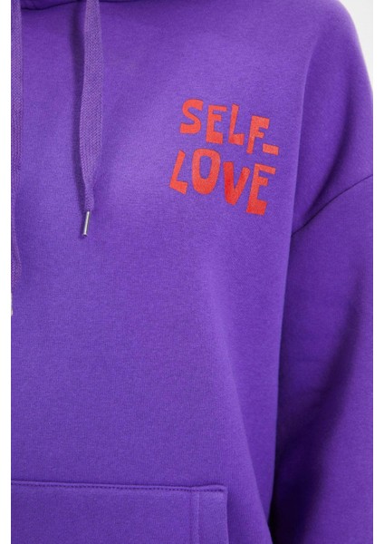 Oversize Kapüşonlu Düşük Kol Uzun Sırt Baskı Geniş Kalıp Kalın Içi Polarlı Örme Sweatshirt fırsatları