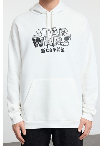 Kadın Moda Şık Bol Kapüşonlu Standart Kol Standart Normal Kesim Star Wars Lisanslı Sweatshirt