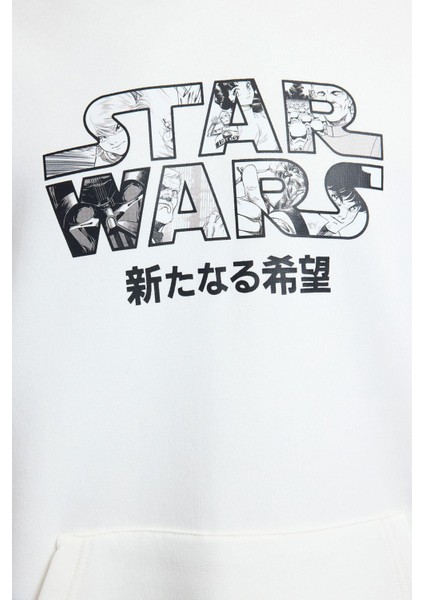 Kadın Moda Şık Bol Kapüşonlu Standart Kol Standart Normal Kesim Star Wars Lisanslı Sweatshirt fırsatları