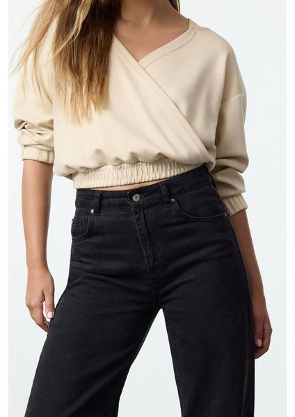 Tarz Regular Kapüşonlu Düşük Kol Regular Normal Kalıp Esnek Örme Sweatshirt fiyatları