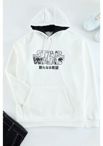 Tarz Bol Kapüşonlu Standart Kol Standart Normal Kesim Star Wars Lisanslı Sweatshirt