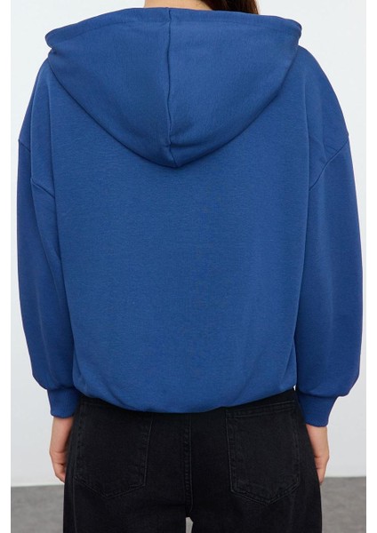 Relaxed Kapüşonlu Düşük Kol Regular Kalın Içi Polarlı Rahat Kesim Örme Sweatshirt fırsatları