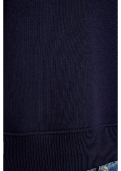 Tarz Regular Bisiklet Yaka Düşük Kol Regular Nervür Detaylı Normal Kalıp Örme Sweatshirt