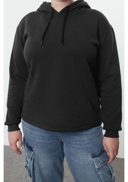 Büyük Beden Tarz Regular Kapüşonlu Standart Kol Regular Örme Sweatshirt modelleri