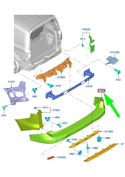 Tampon Arka Ford Courıer Bm 14- (Oem No: Et76 17906 Ag5Cnd)